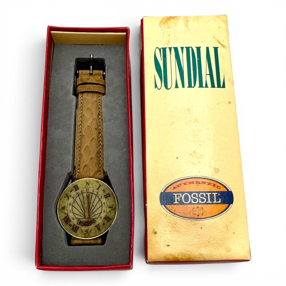 Fossil SD-7620 Sundial Watch Genuine Leather Band Vintage 1990s